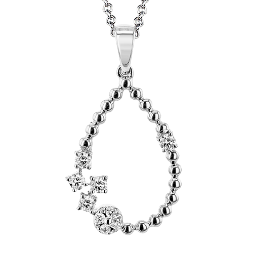 14K White Gold Diamond Drop Pendant