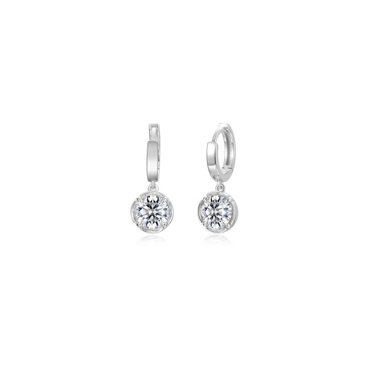 Sterling Silver CZ Huggie Earrings