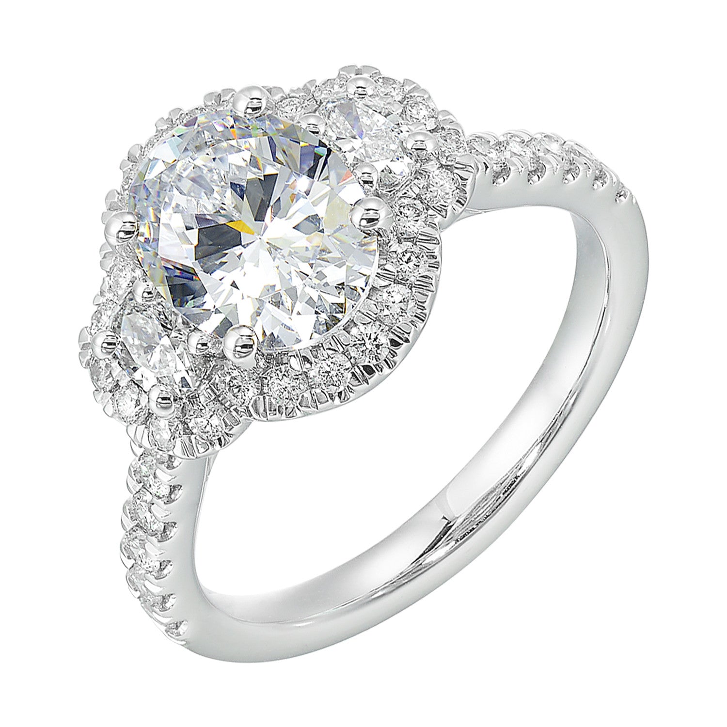 14K White Gold Halo Engagement Ring