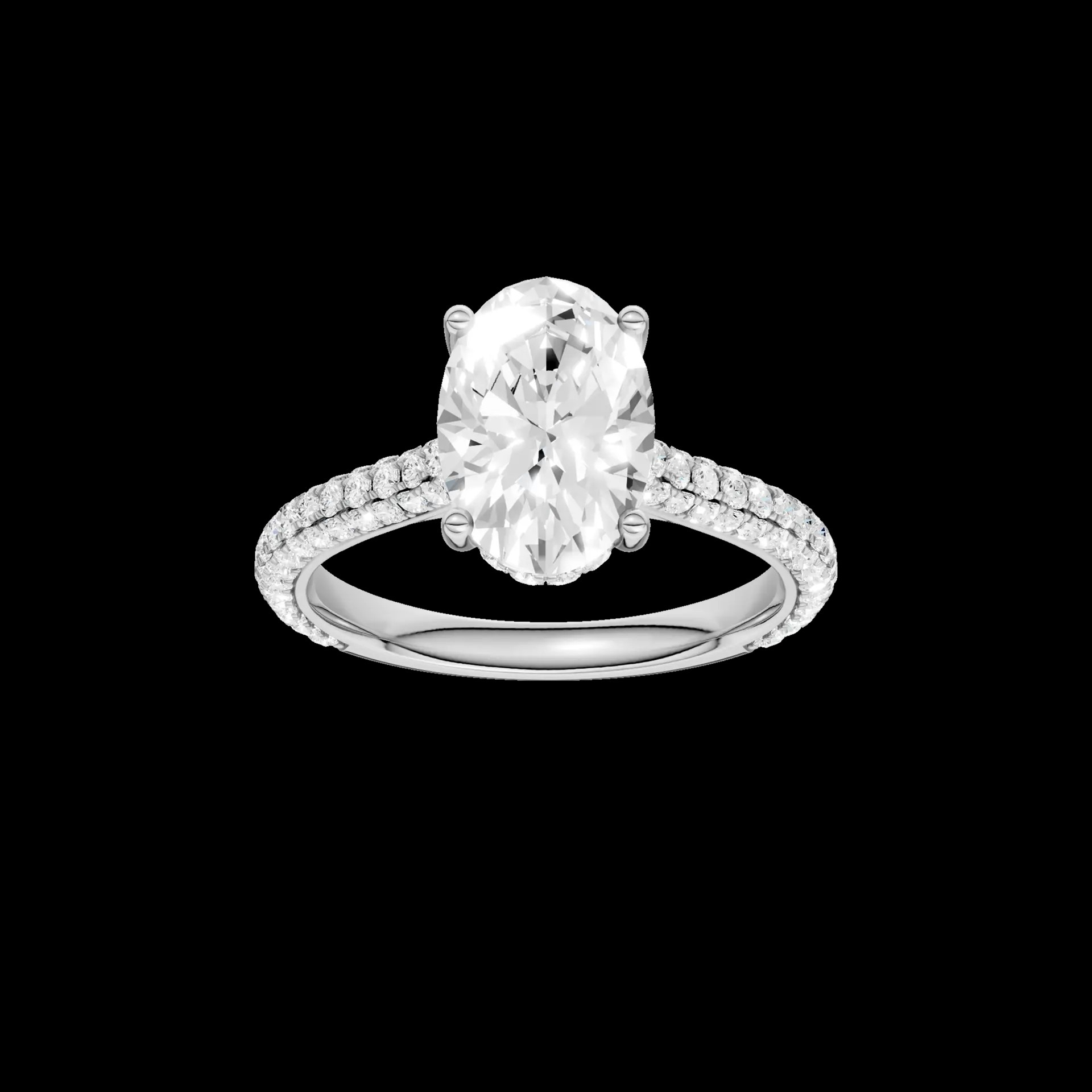 14K White Gold Lab Grown Diamond Hidden Halo Engagement Ring
