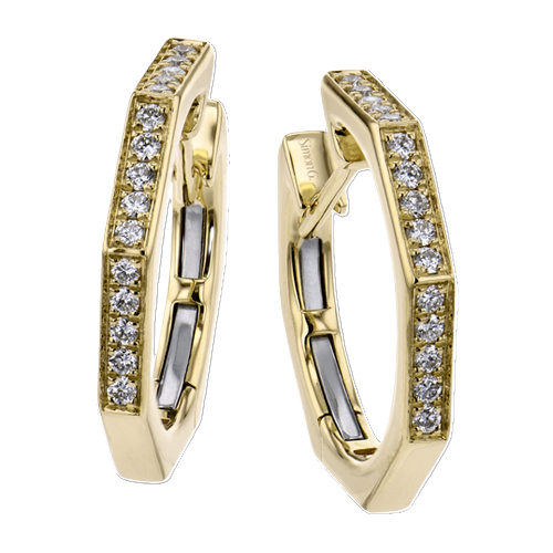 18K Yellow Gold Diamond Hoop Earrings