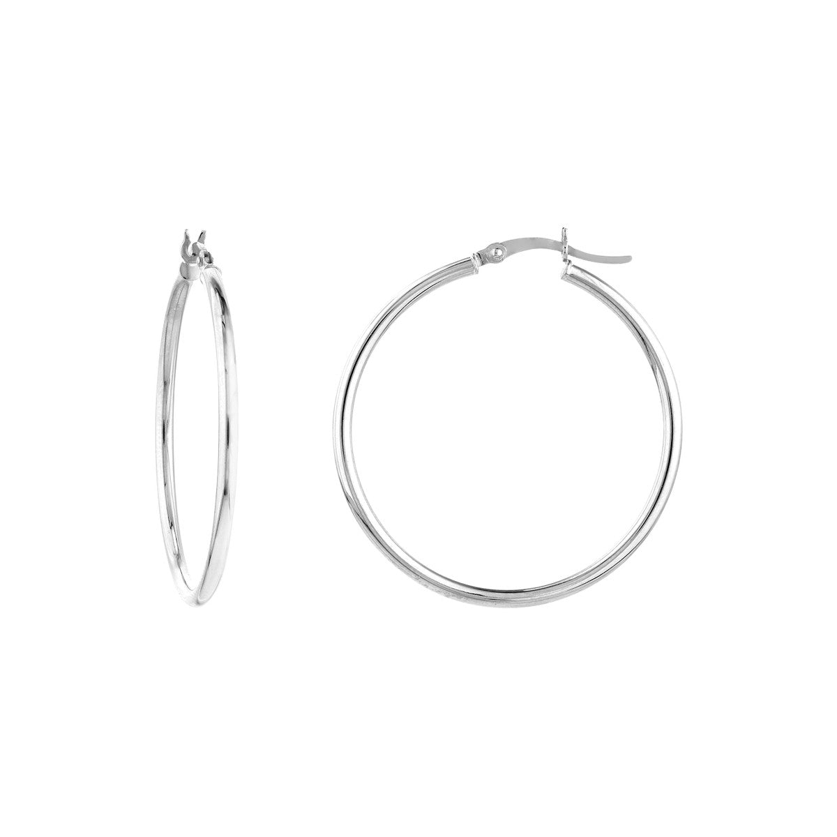 14K White Gold Hoop Earrings