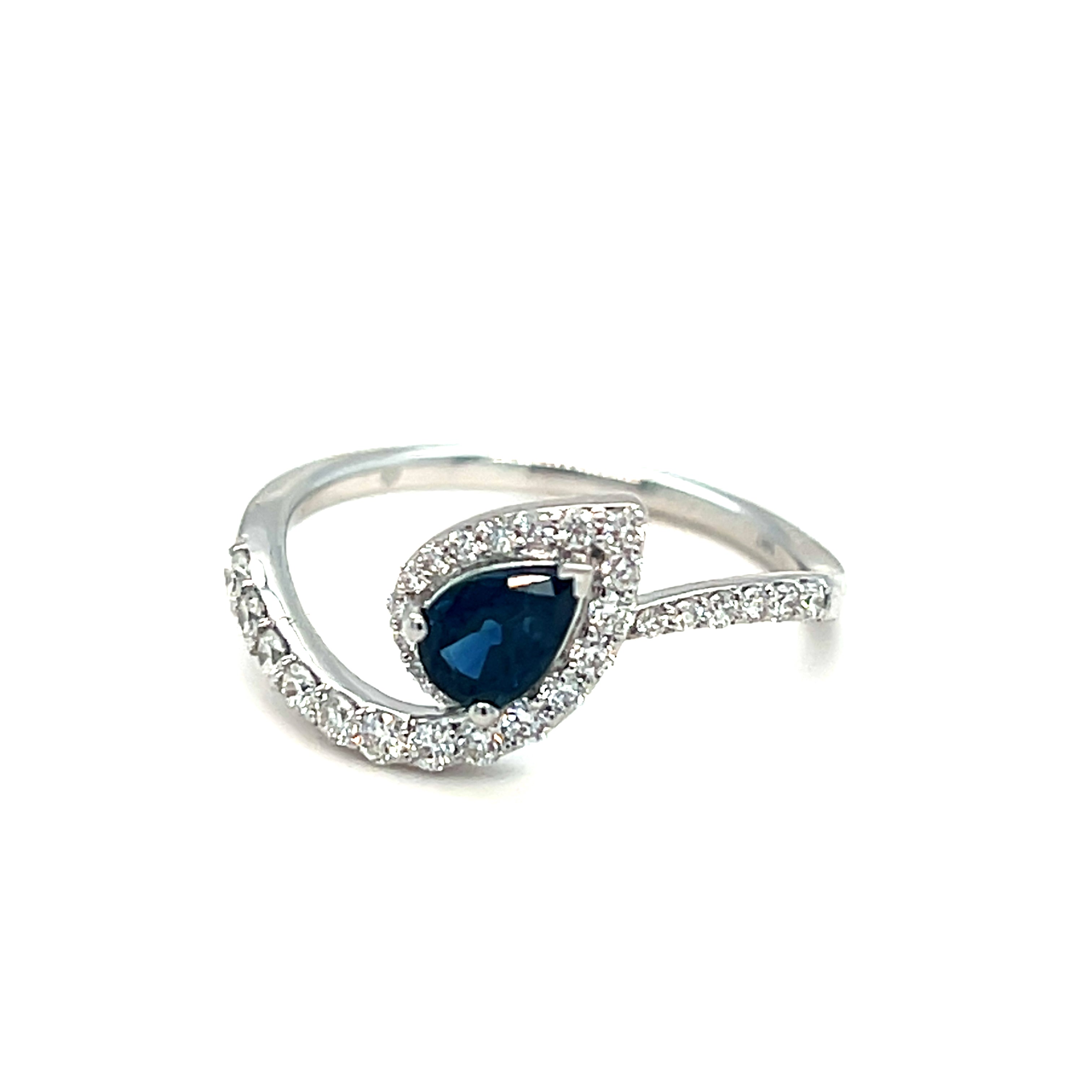 14K White Gold Sapphire Contemporary Ring