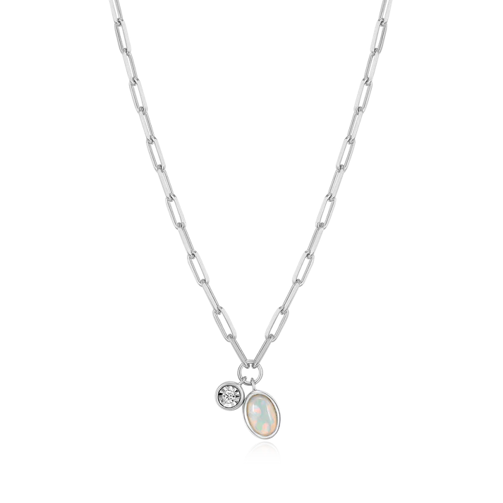 Sterling Silver Opal Bezel Set Pendant