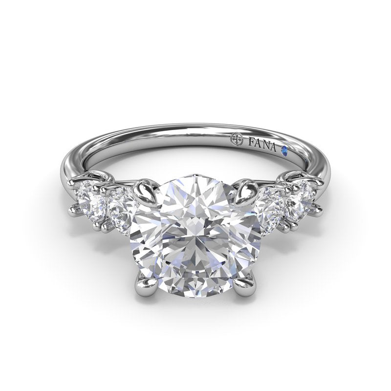 14K White Gold Diamond Accented Engagement Ring