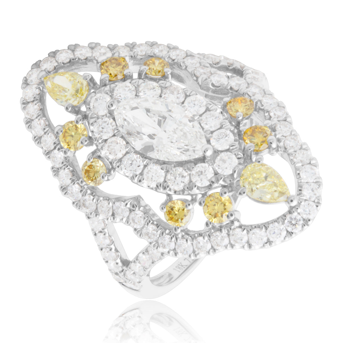 18K White Gold Diamond Antique Ring