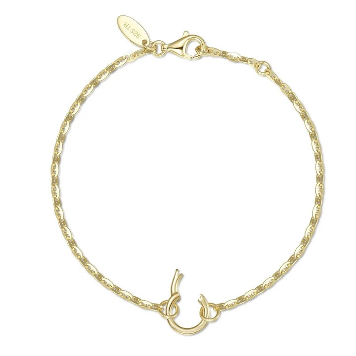 Women's Sterling Silver Yellow Gold Plated Fancy Link Bracelet