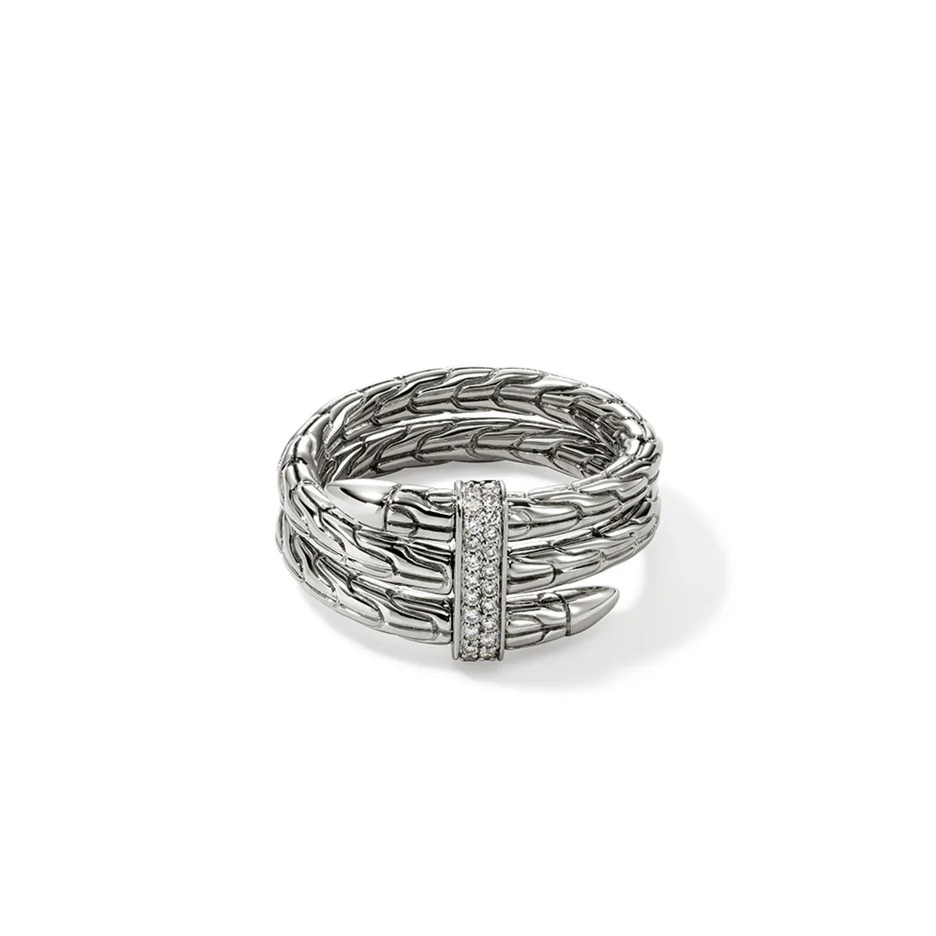 Sterling Silver Diamond Contemporary Ring