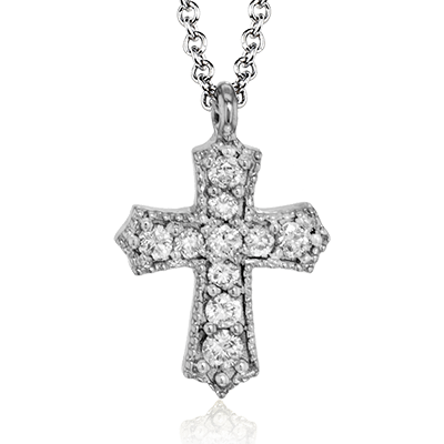 14K White Gold Diamond Cross Pendant