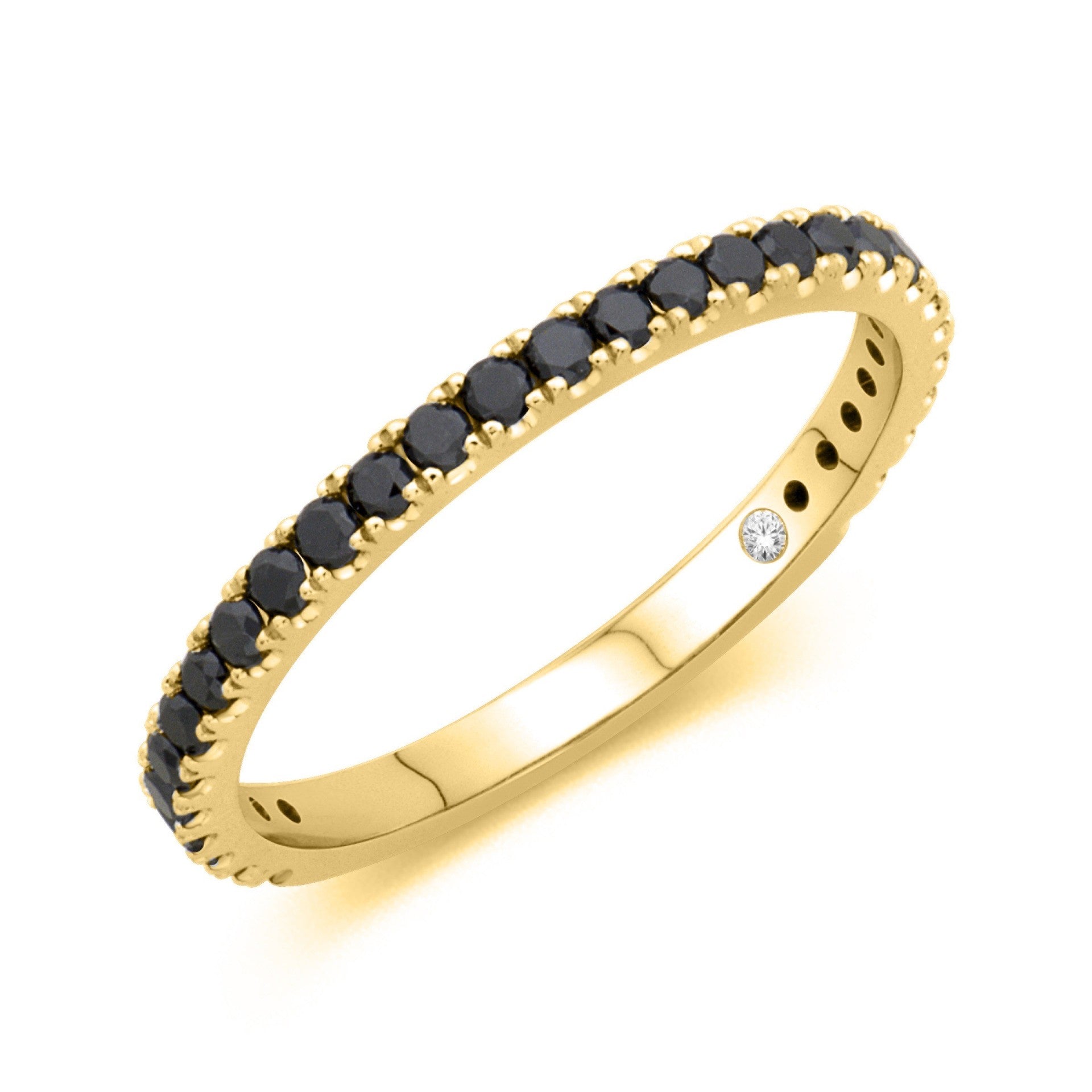 14K Yellow Gold Black Diamond Ladies Prong Set Band