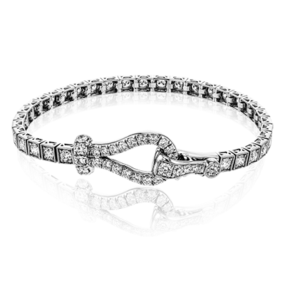 Ladies 18K White Gold Diamond Bangle Bracelet