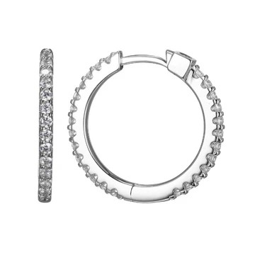 Sterling Silver CZ Hoop Earrings