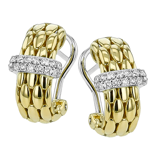 18K Two Tone Diamond Hoop Earrings