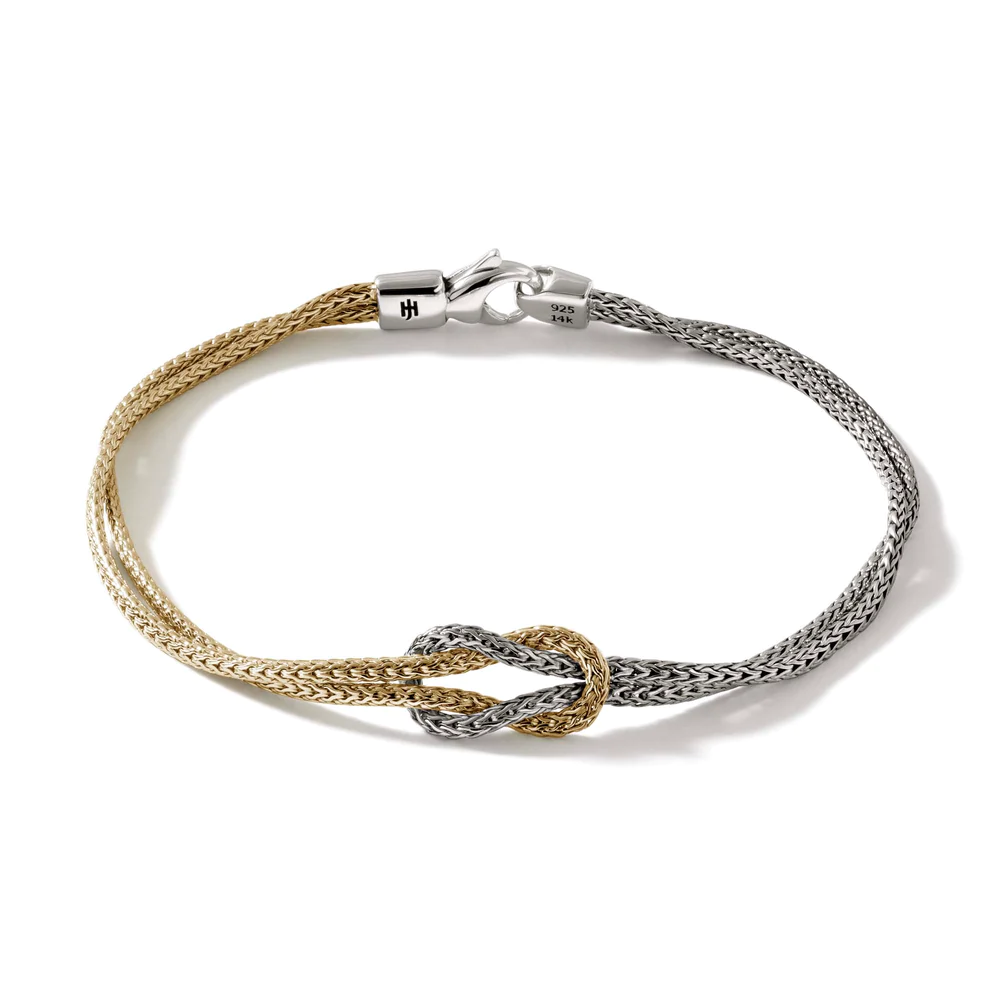 Women's Sterling Silver Two Tone Love Knot Bracelet