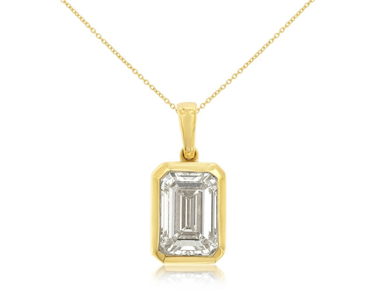 14K Yellow Gold Lab Grown Diamond Bezel Set Pendant