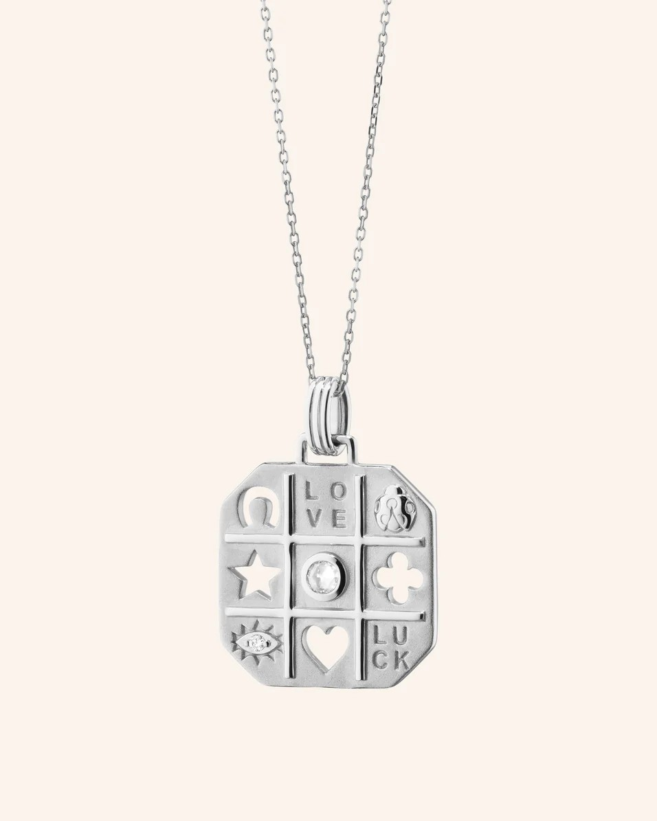 Sterling Silver White Sapphire Drop Pendant