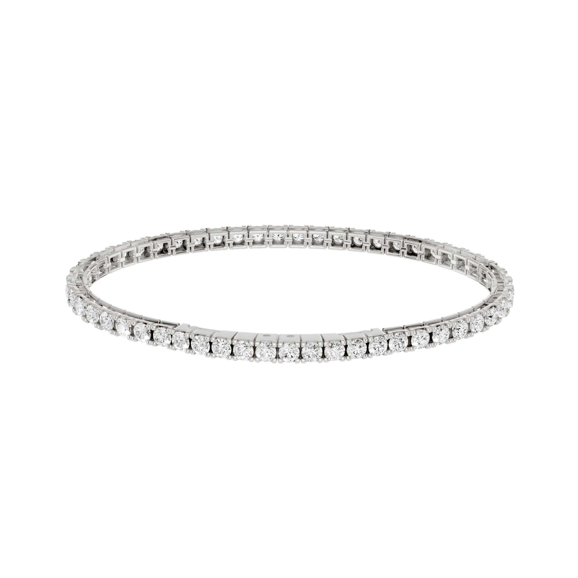 Women's 14K Polished White Gold Lab Grown Diamond Tennis Bracelet