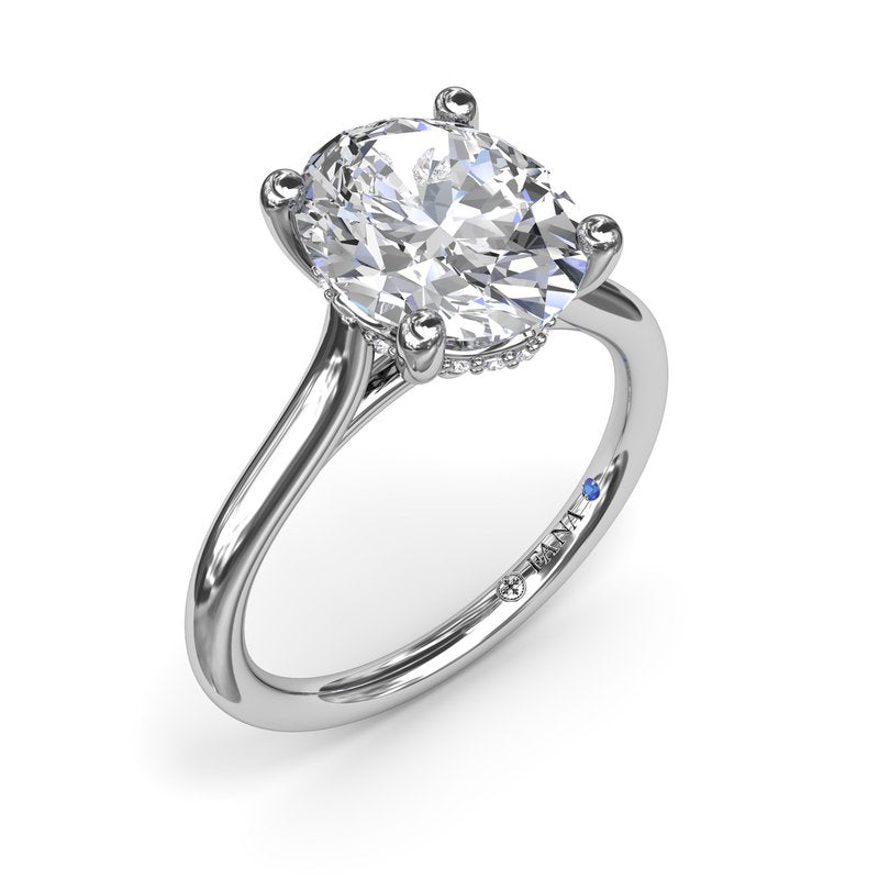 14K White Gold Diamond Hidden Halo Engagement Ring