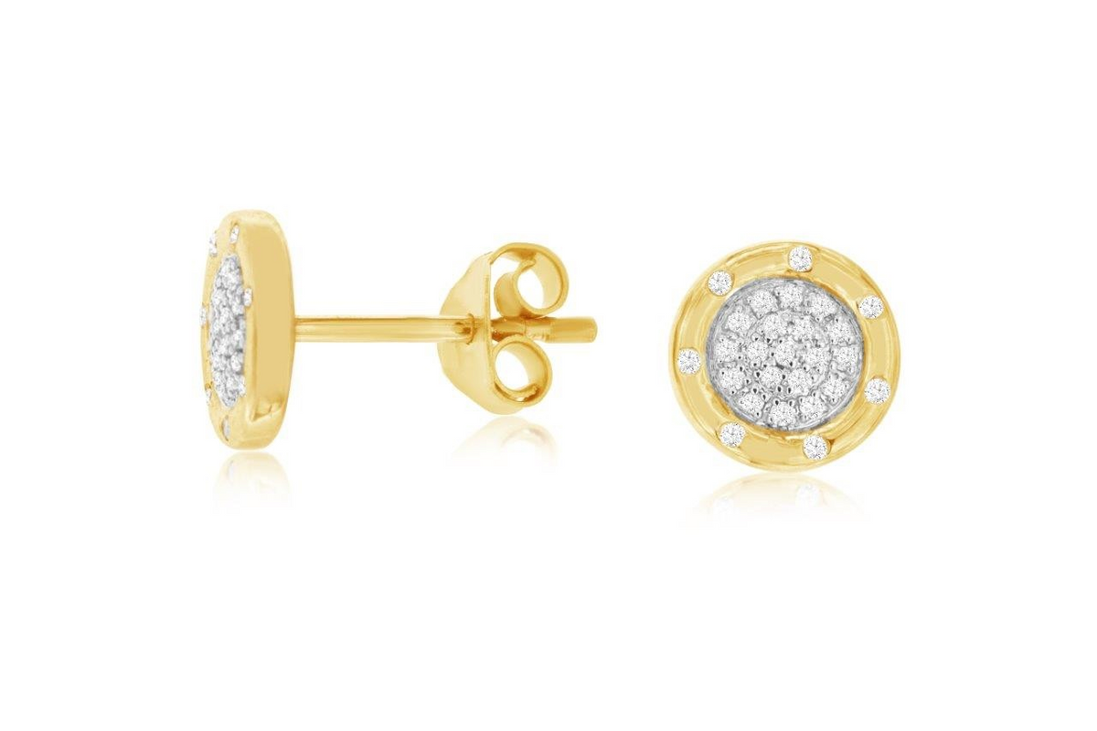 14K Yellow Gold Diamond Stud Earrings