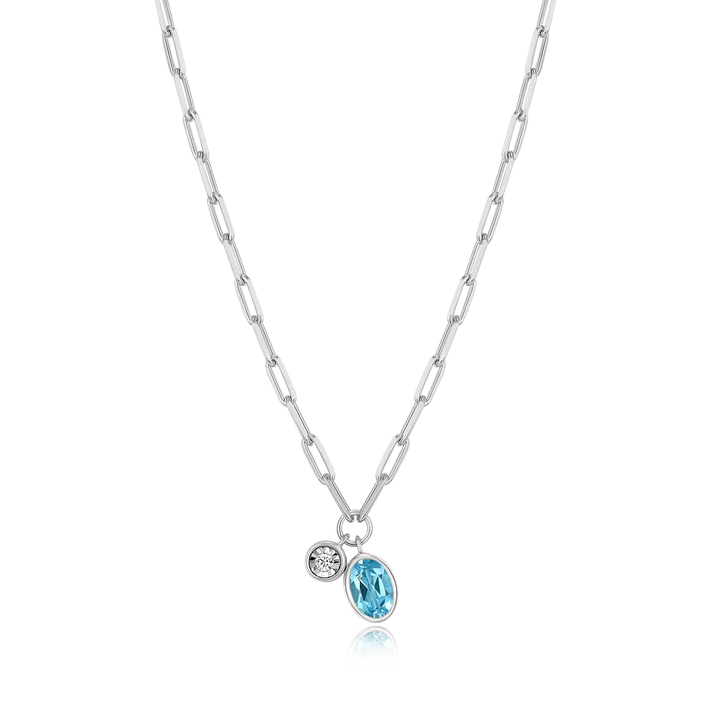 Sterling Silver Blue Topaz Bezel Set Pendant