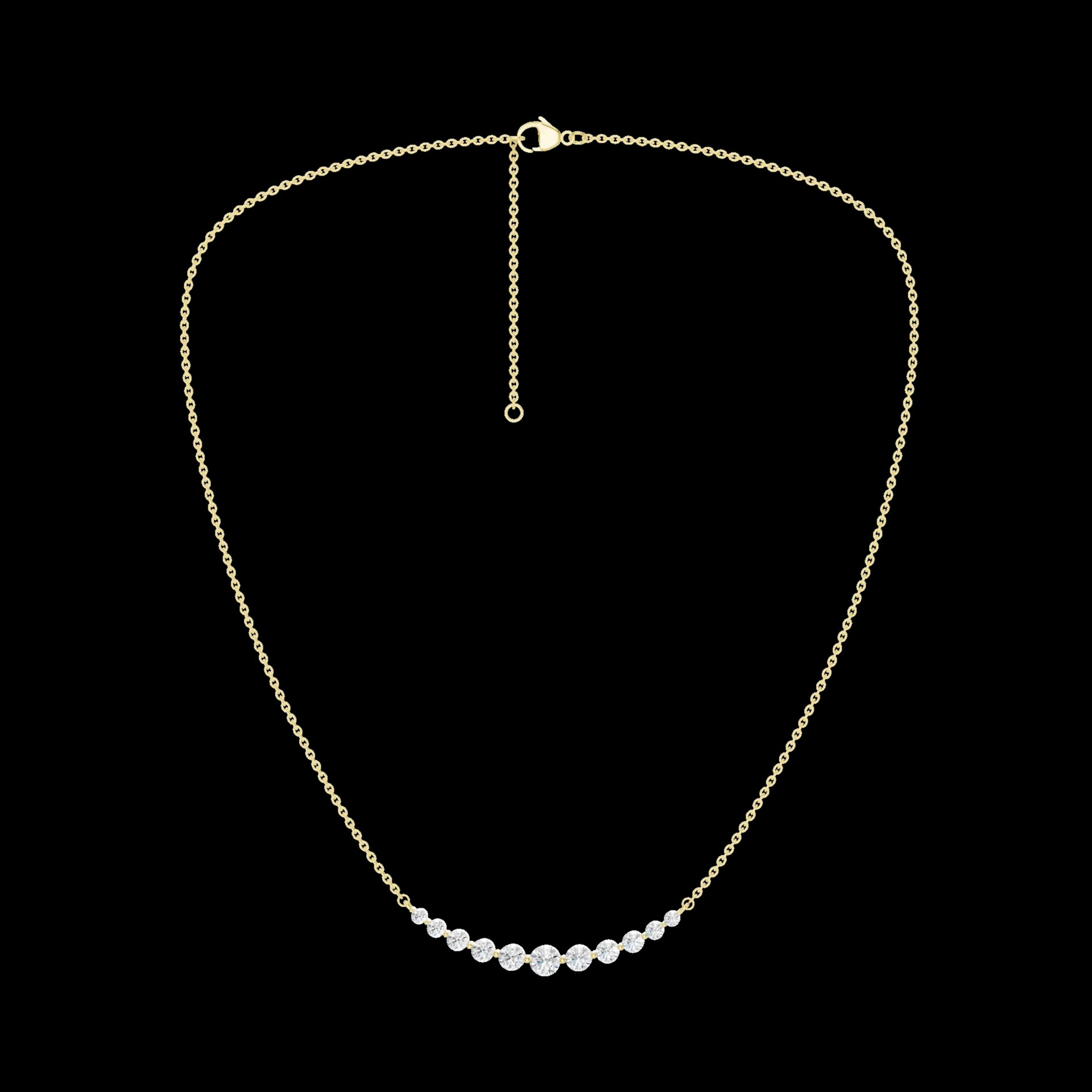 14K Yellow Gold Lab Grown Diamond Bar Necklace