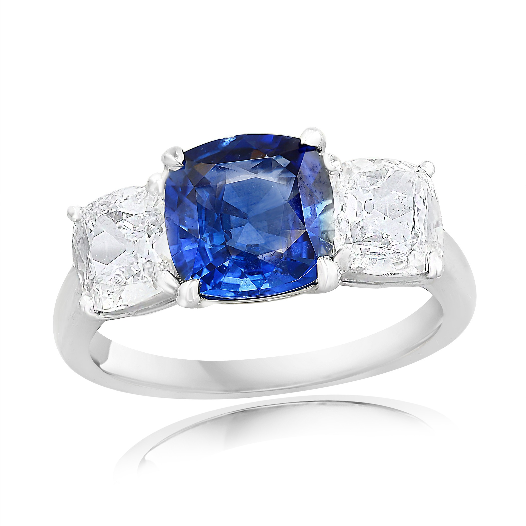 Platinum Sapphire & Diamond 3 Stone Ring