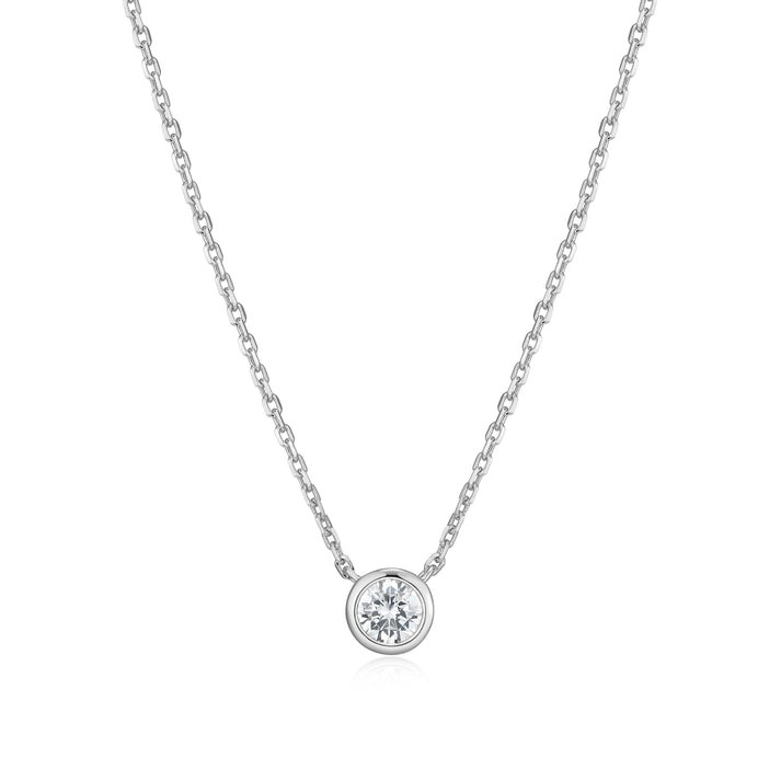 Sterling Silver Lab Grown Diamond Bezel Set Pendant