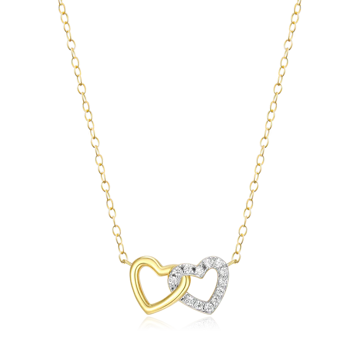 Sterling Silver Two Tone Lab Grown Diamond Heart Pendant