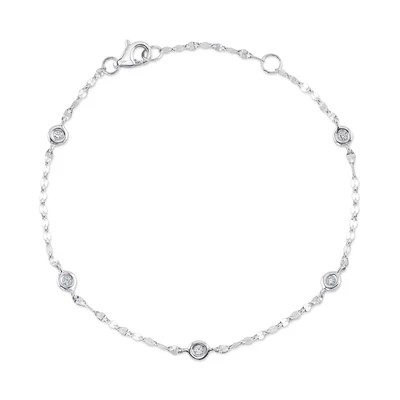 Women's 14K White Gold Diamond Fancy Link Bracelet