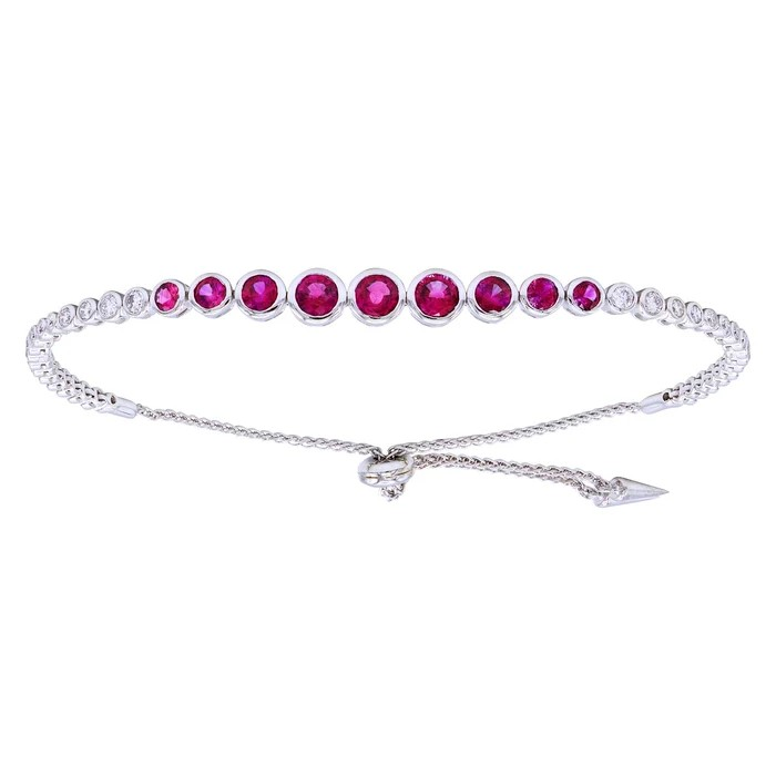 Women's 14K White Gold Ruby Bolo Bracelet