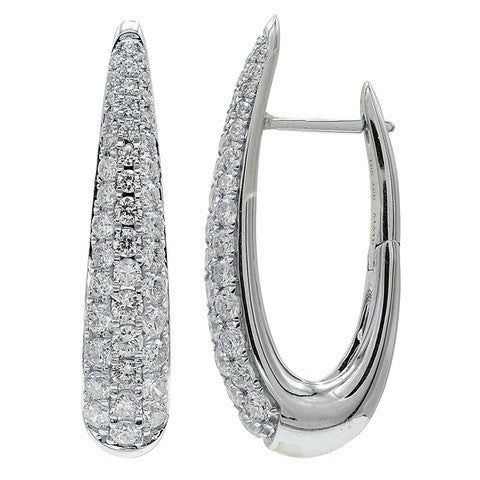 18K White Gold Diamond Hoop Earrings