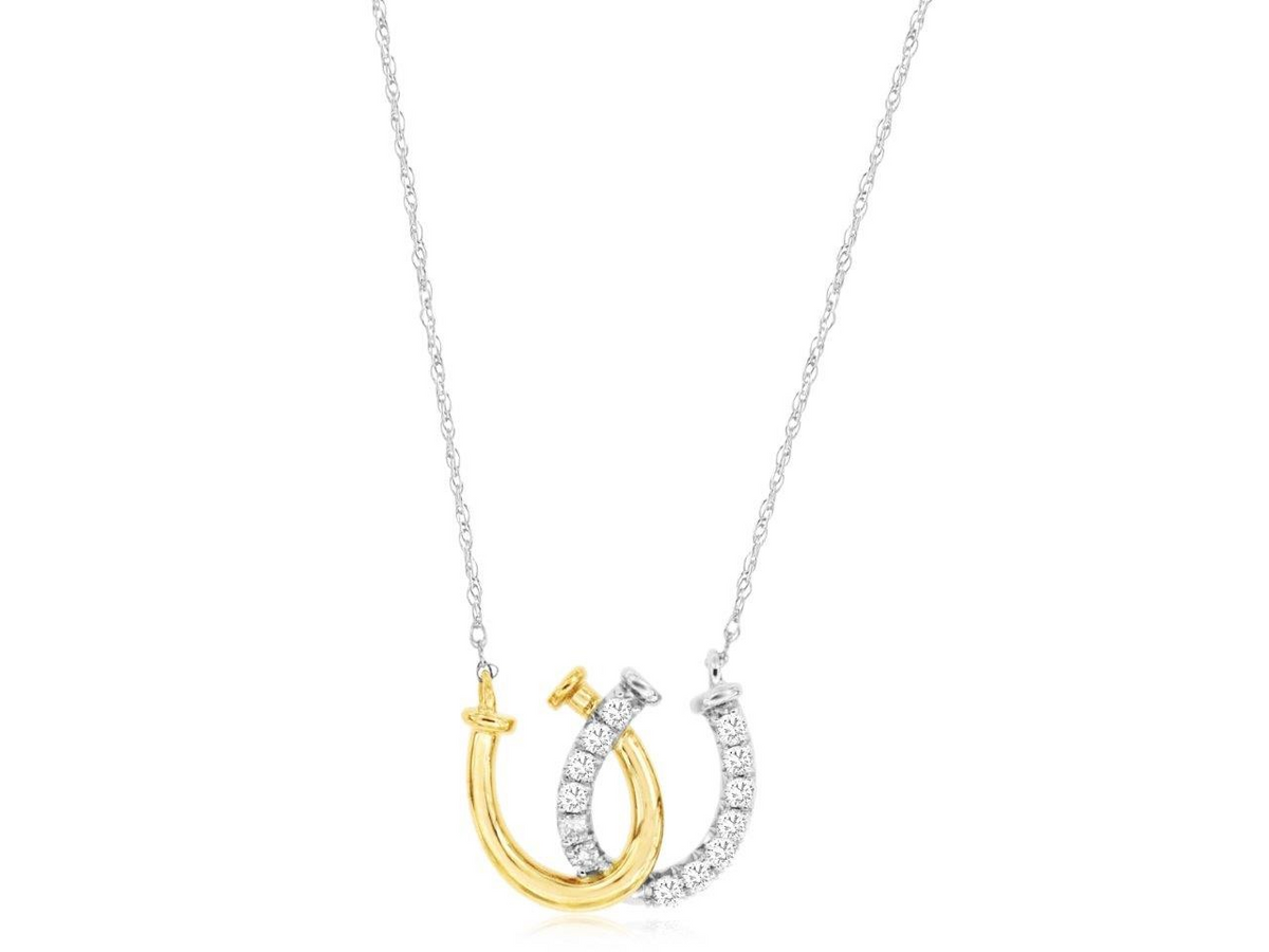 14K Two Tone Diamond Horseshoe Necklace