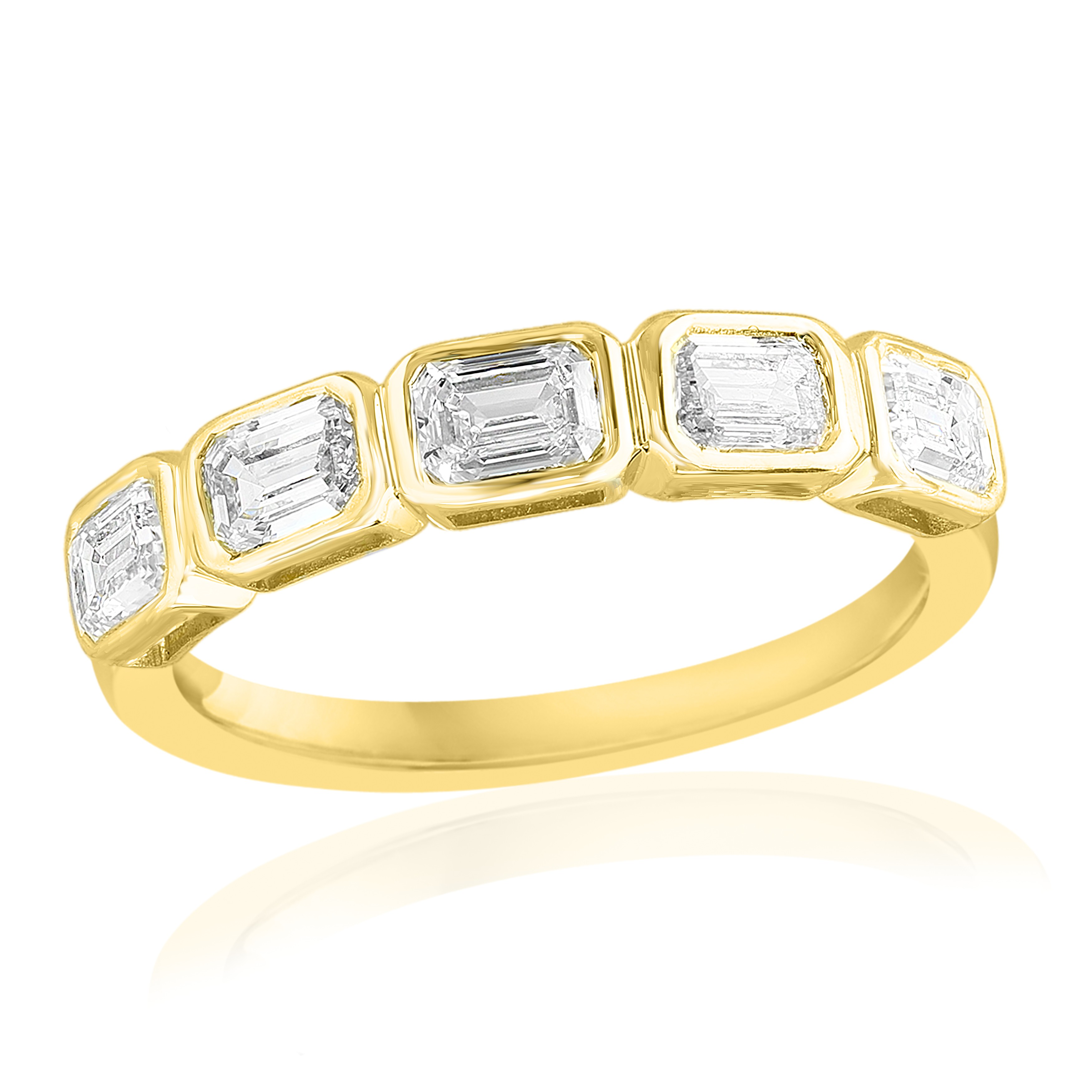 Women's 18K Yellow Gold Diamond Bezel Set Band