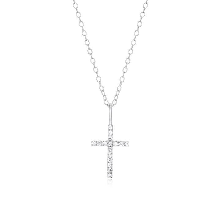 Sterling Silver Lab Grown Diamond Cross Pendant
