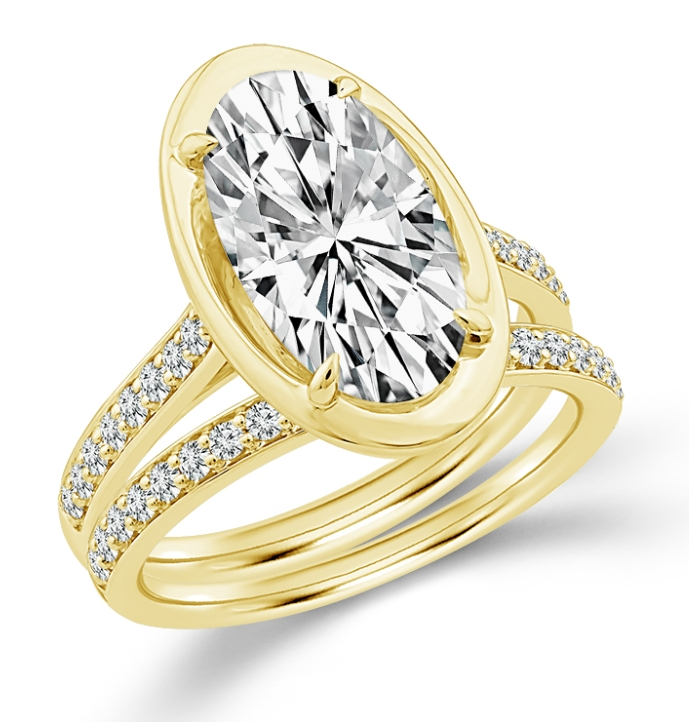 14K Yellow Gold Lab Grown Diamond Accented Engagement Ring