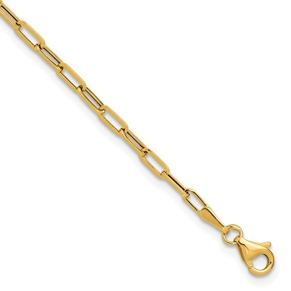 14K Polished Yellow Gold Paperclip Chain Bracelet