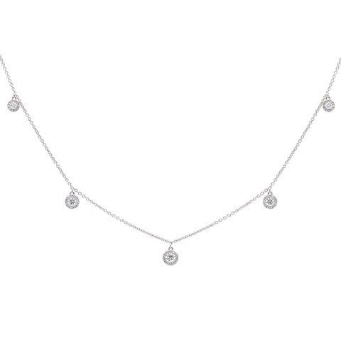 18K White Gold Diamond Station Necklace