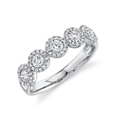 14K White Gold Diamond 5 Stone Ring