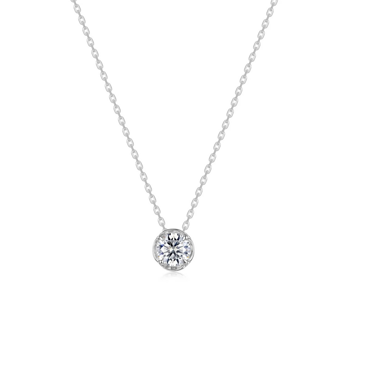 Sterling Silver CZ Solitaire Pendant