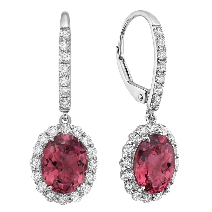 14K White Gold Pink Tourmaline Drop Earrings