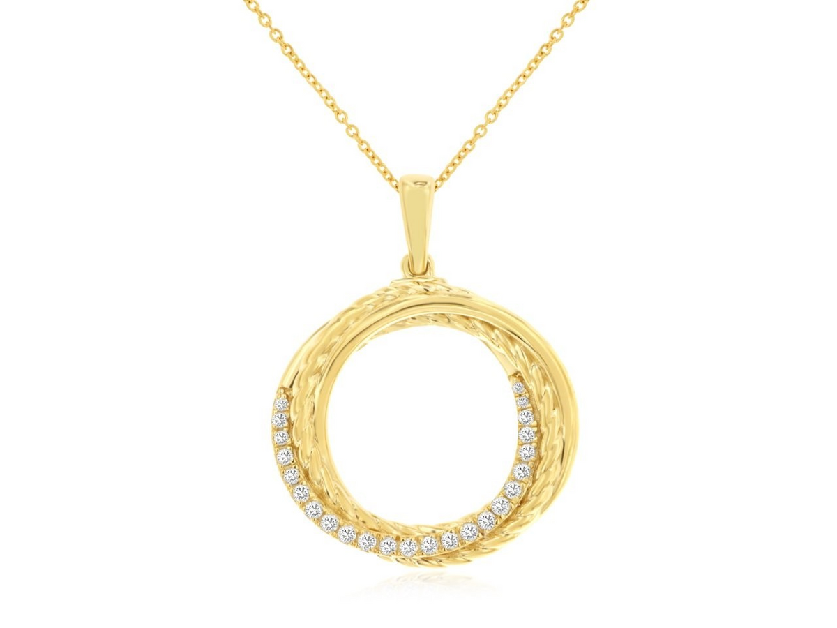 14K Yellow Gold Diamond Circle Pendant