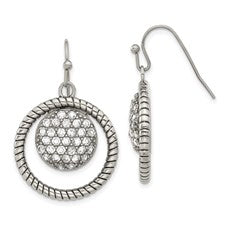 Stainless Steel CZ Drop Earrings