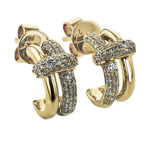 14K Yellow Gold Diamond Hoop Earrings