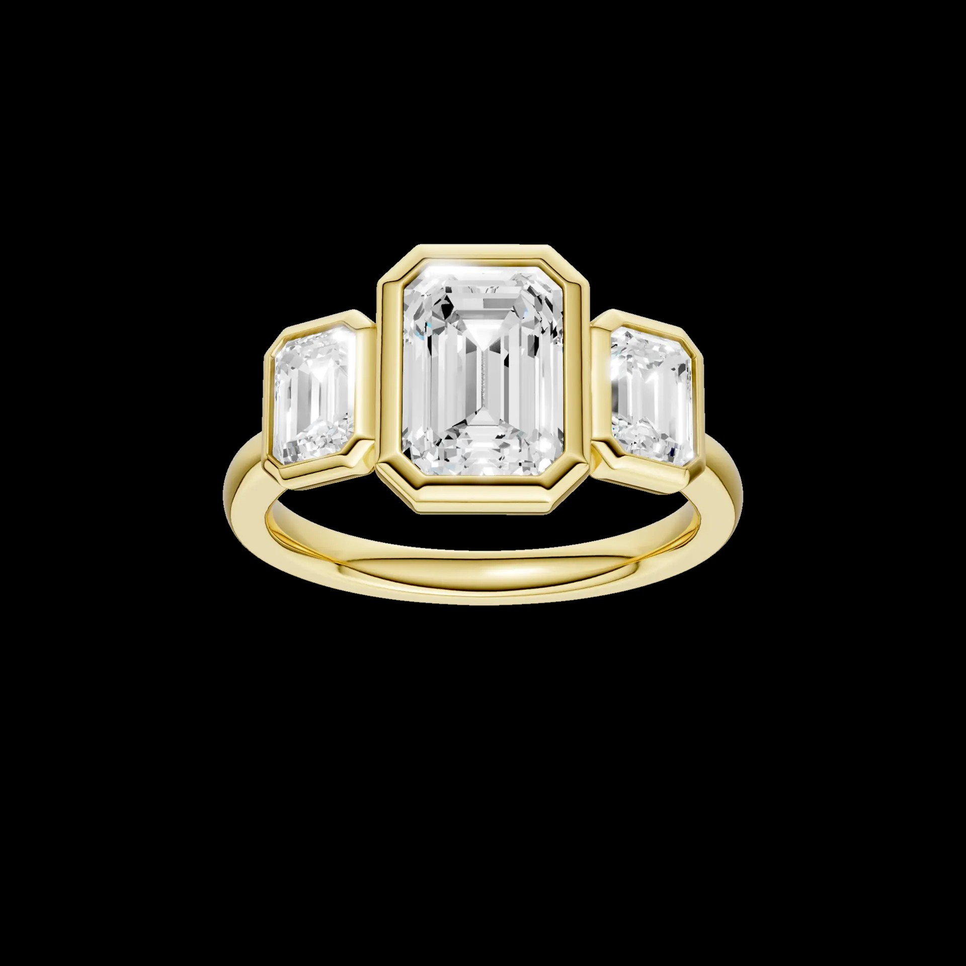 14K Yellow Gold Lab Grown Diamond 3 Stone Engagement Ring