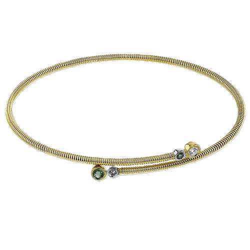 Women's 18K Two Tone Emerald Bypass Bracelet