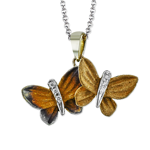 18K Two Tone Diamond Drop Pendant
