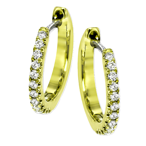 14K White Gold Diamond Hoop Earrings