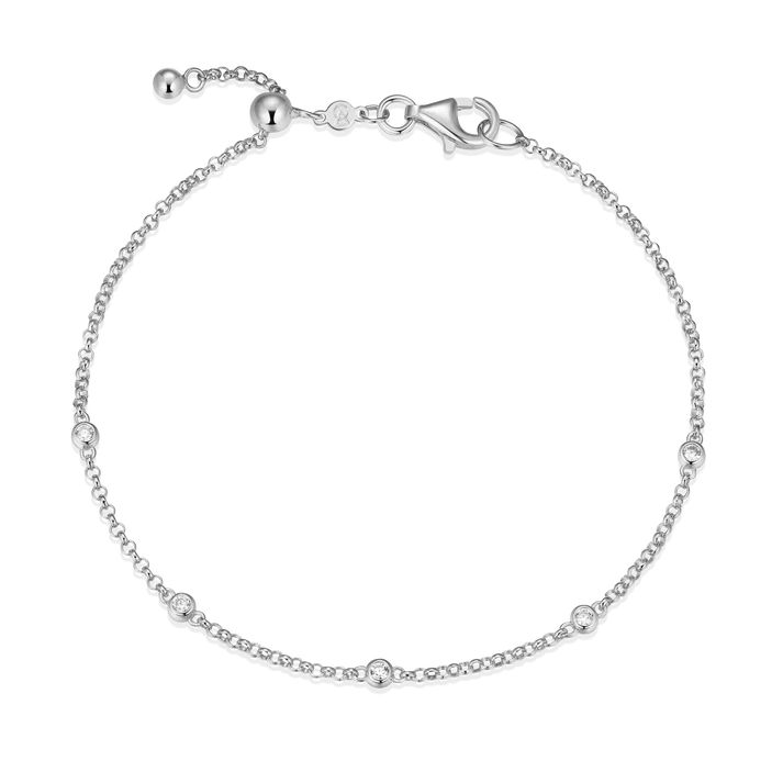Sterling Silver Lab Grown Diamond Station Bracelet