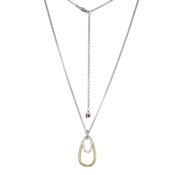 Sterling Silver Two Tone CZ Drop Pendant