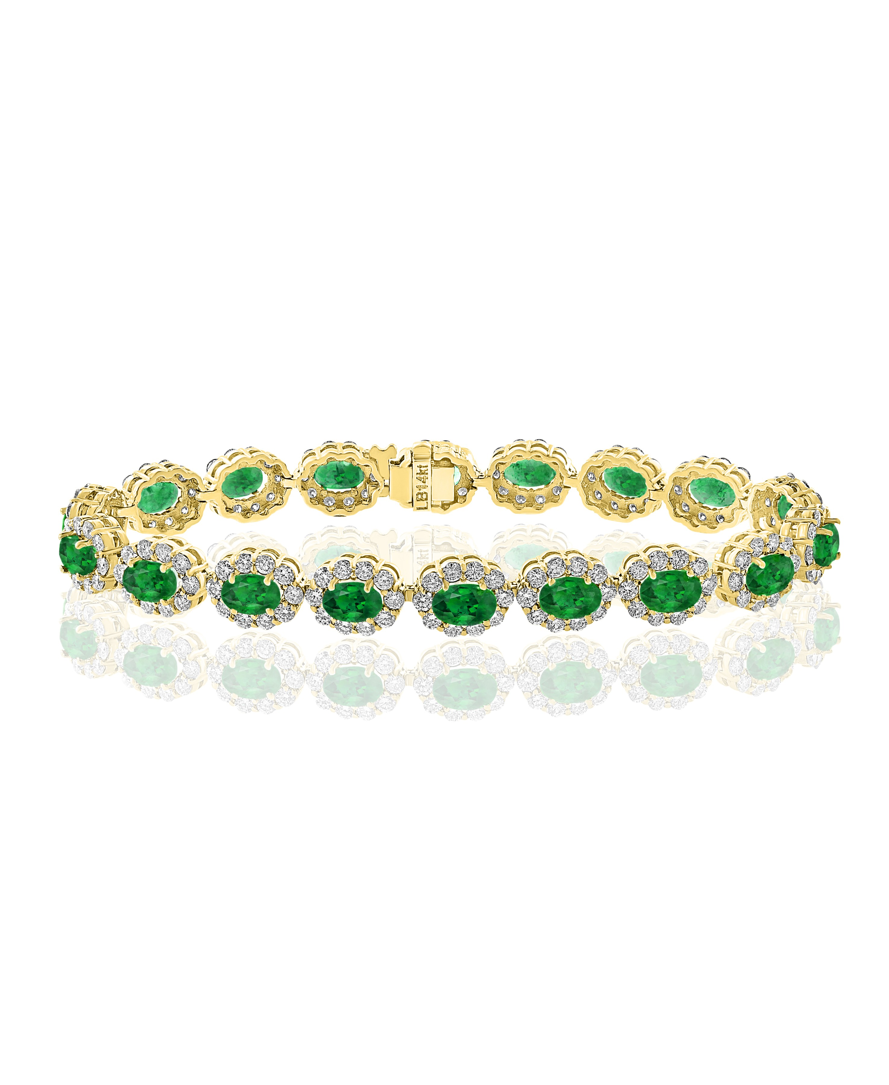 Women's 14K Yellow Gold Emerald Tennis Bracelet